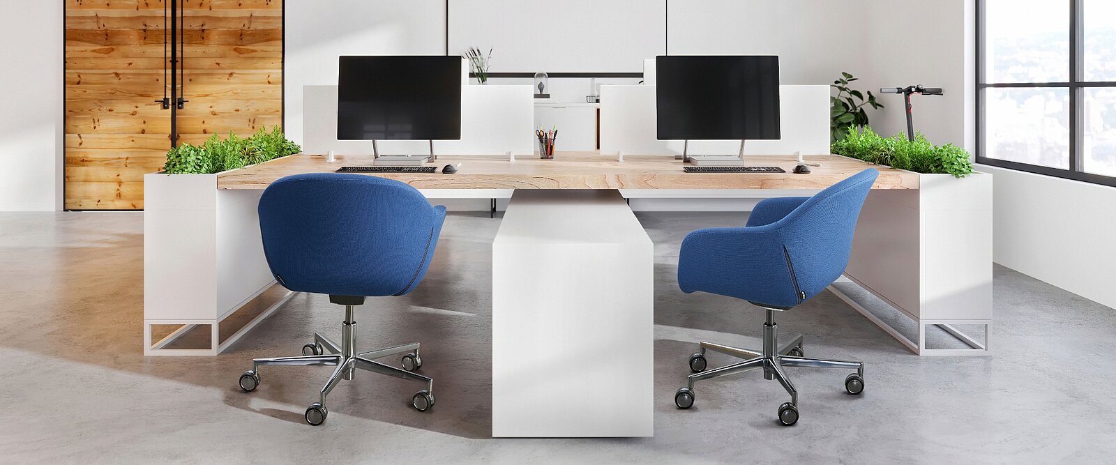 Perfekt für Touchdown-Arbeitsplätze im Büro dank aktiver Sitzneigung.