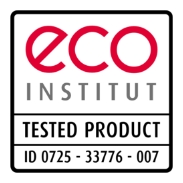 Gütesiegel des eco-INSTITUTs für besonders schadstoffarme Produkte.