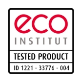 Seal of quality of the eco-INSTITUT for products that contain particularly low levels of harmful substances.